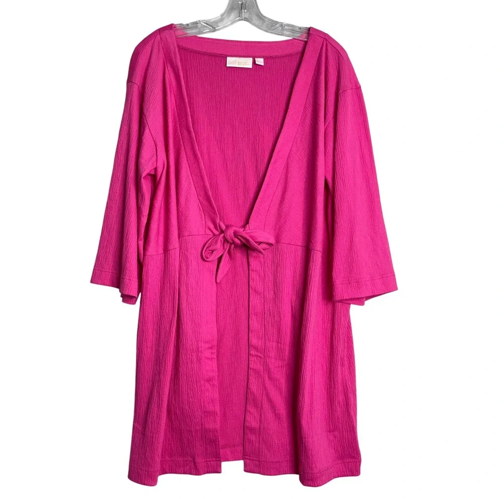 Belle Packabelle Tie Front Cover‎ Up Womens M Pink Vacation Resort Beach